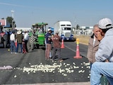 Agricultores durante un bloqueó en la carretera León-Aguascalientes, en una fotografía ilustrativa.