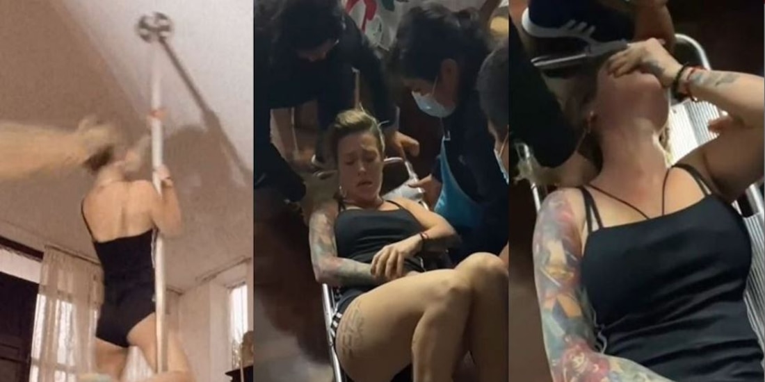 Leslie Shaw sufre brutal caída al practicar pole dance (VIDEO)