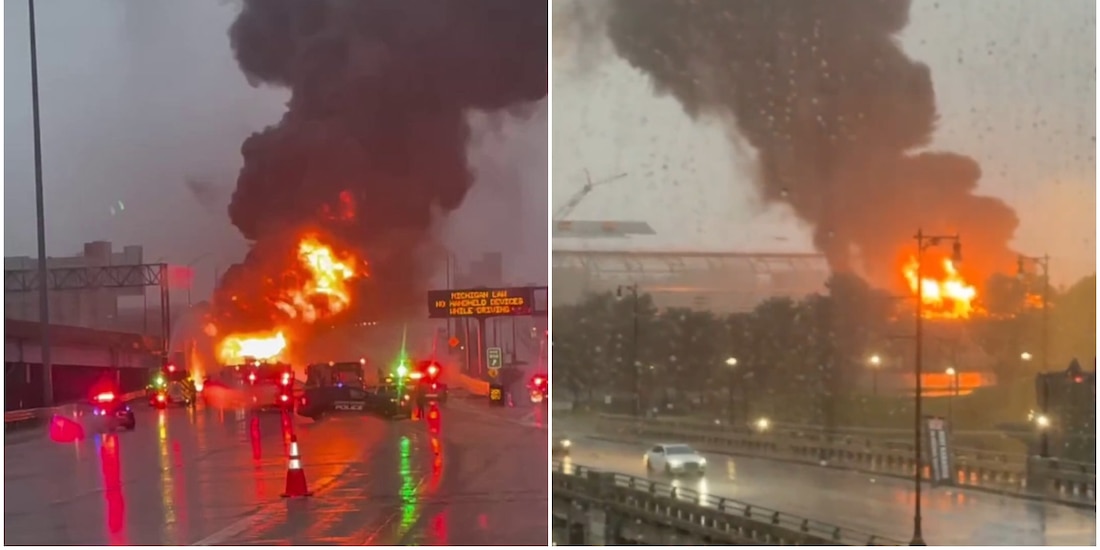 Explosión de camión cisterna en Grand Rapids, Michigan.