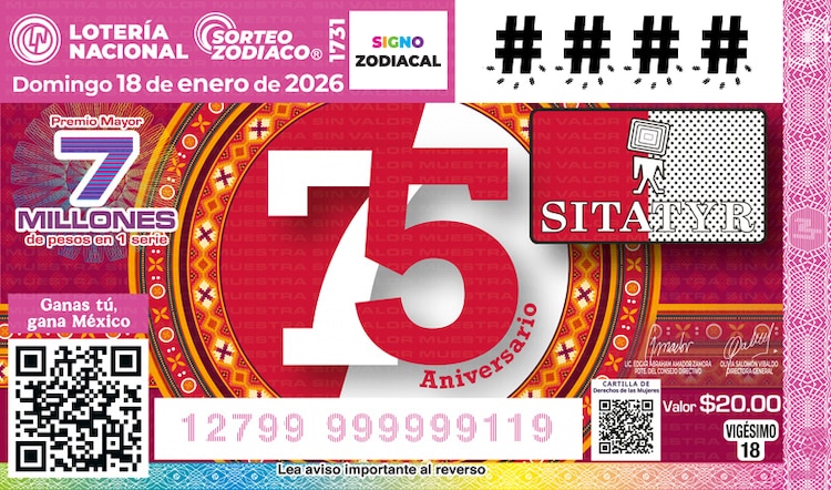 El Sorteo Zodiaco 1731 está dedicado al 75 aniversario del SITATYR.