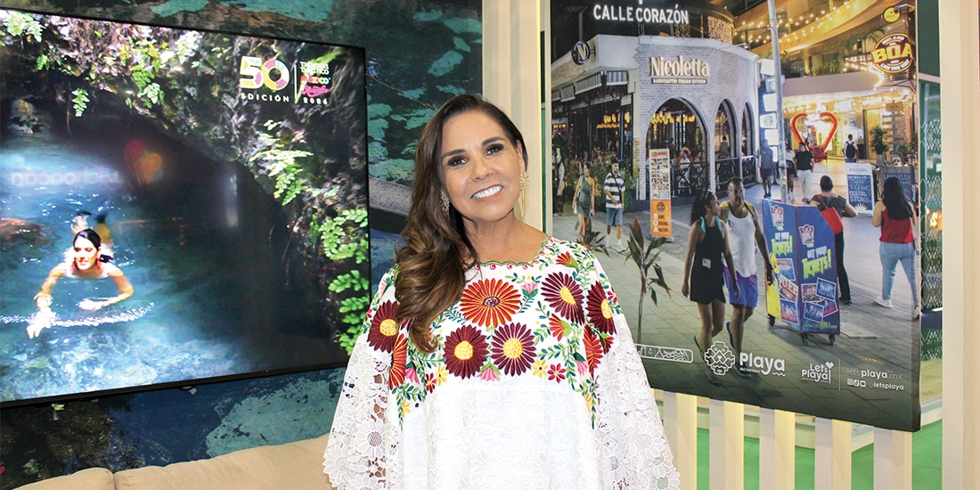 MARA LEZAMA, gobernadora de Quintana Roo, durante el Tianguis Turístico, ayer.