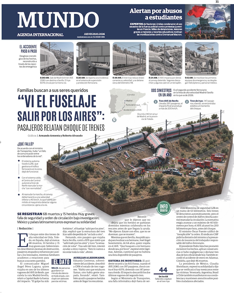 “Vi el fuselaje salir por los aires”: pasajeros relatan choque de trenes