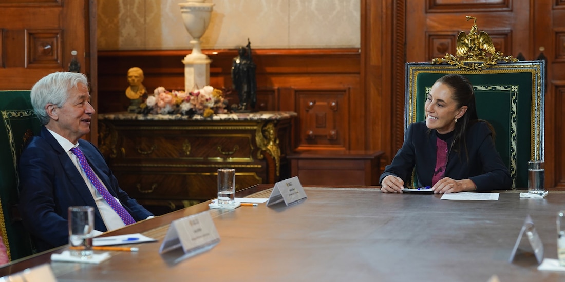 Presidenta recibió a al director ejecutivo de J.P. Morgan, Jamie Dimon, en Palacio Nacional.