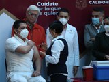 Fueron aplicadas las cinco primeras vacunas contra el COVID-19 en Baja California a personal médico que están en la primera línea de atención a pacientes positivos al Coronavirus. El evento protocolario que se realizó en el centro de gobierno estatal en Tijuana. FOTO: OMAR MARTÍNEZ /CUARTOSCURO.COM