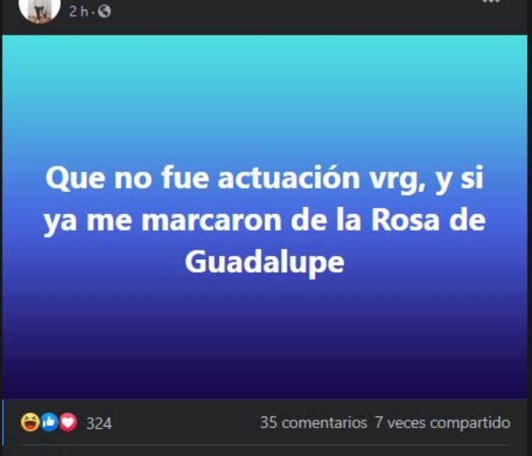 Mensaje del exnovio en su Facebook