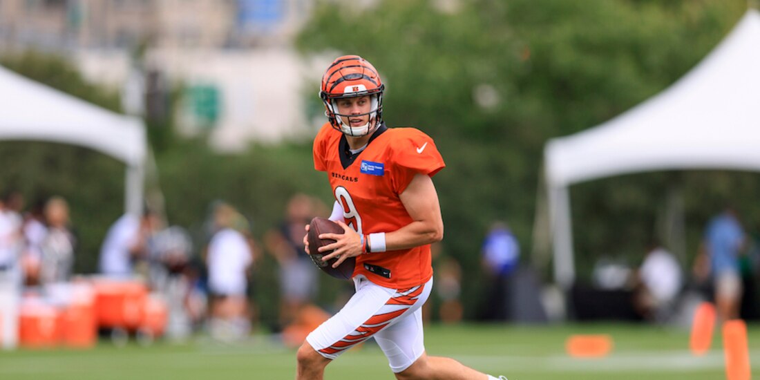 El mariscal de campo en el entrenamiento de ayer, con Cincinnati.