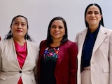 De izq. a der.: Beatriz Mojica, Abelina López y Ariadna Montiel, ayer, en la CDMX.
