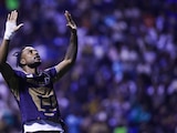 Álvaro Angulo celebra el gol que dio la victoria a Pumas ante Puebla en la J15 del AP20226 de la Liga MX