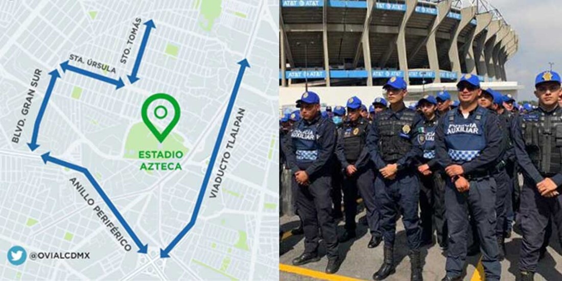 Más de 2 mil 500 oficiales de la #SSC garantizarán la seguridad durante el partido de futbol entre los equipos de
@CruzAzul
contra
@ClubAmerica
, en el
@EstadioAzteca
.
