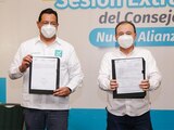 Alfonso Durazo rindió protesta como candidato de Nueva Alianza para la gubernatura de Sonora.