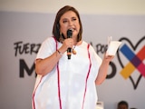 Xóchitl Gálvez, candidata a la Presidencia de la República por FCM en su gira por Campeche, ayer.