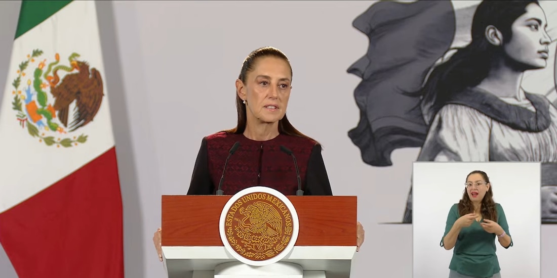 Claudia Sheinbaum este miércoles en Palacio Nacional.