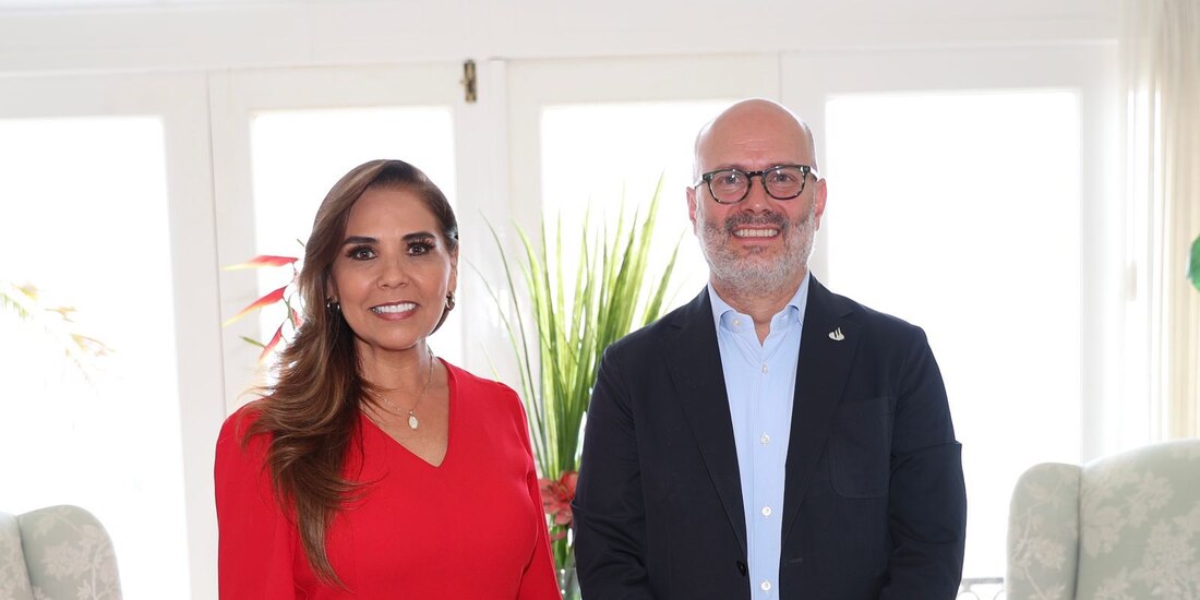 La gobernadora Mara Lezama y Felipe García Ascencio.