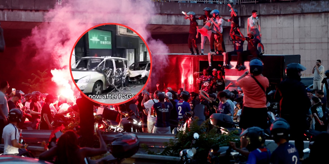 Así quedó París tras los festejos de los aficionados del PSG.