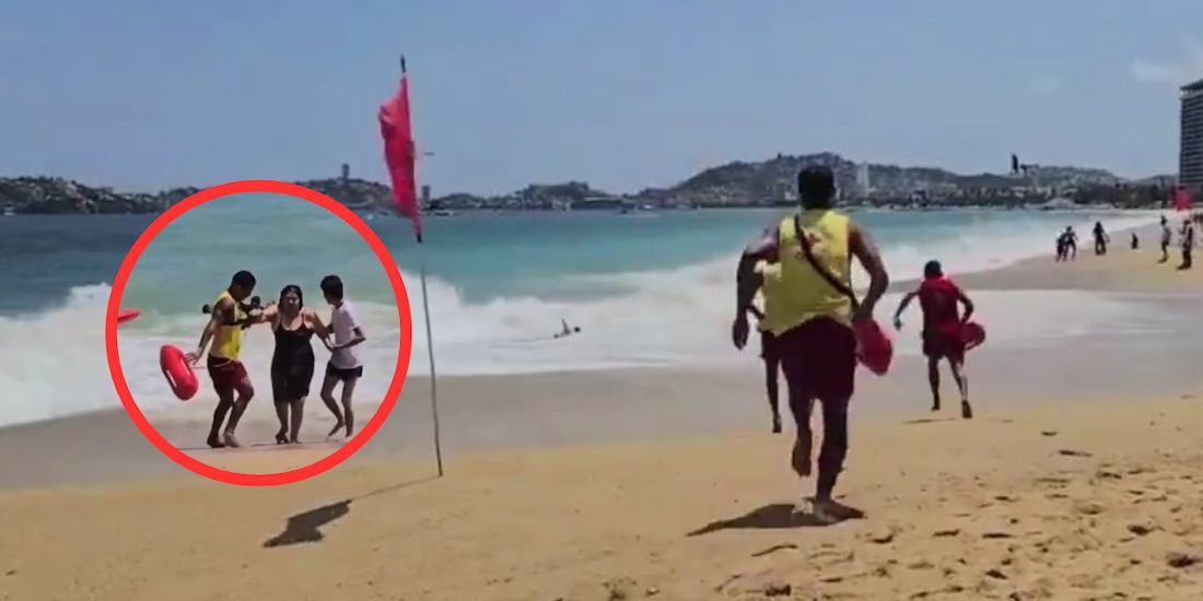 Salvavidas auxilian a bañistas en Acapulco