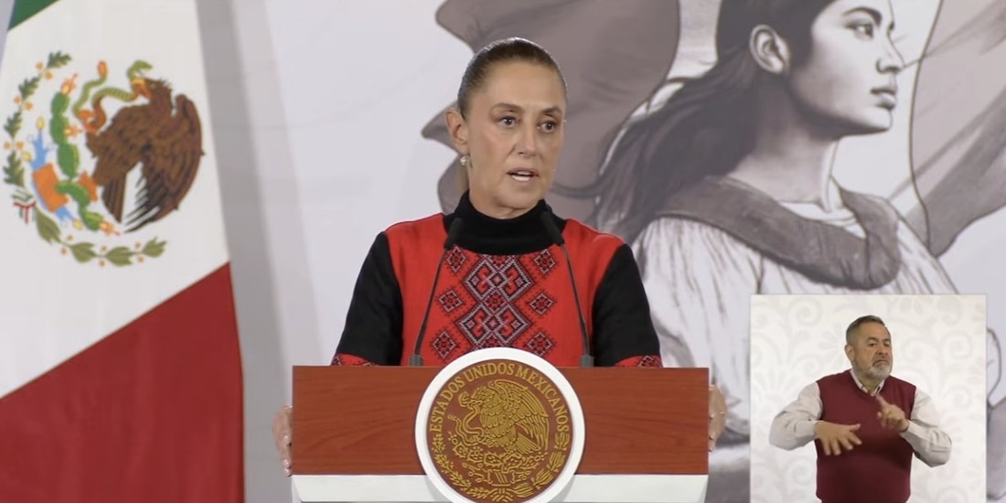 La Presidenta Claudia Sheinbaum este jueves 15 de enero en Palacio Nacional.