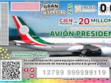 Diseño del boleto para la rifa de los premios con valor del avión presidencial.