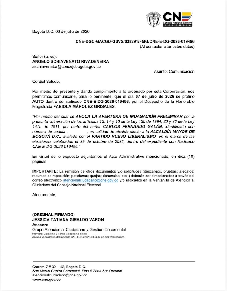 Comunicado del CNE