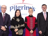 Directivos de Pilgrim’s y autoridades federales, ayer tras el anuncio.