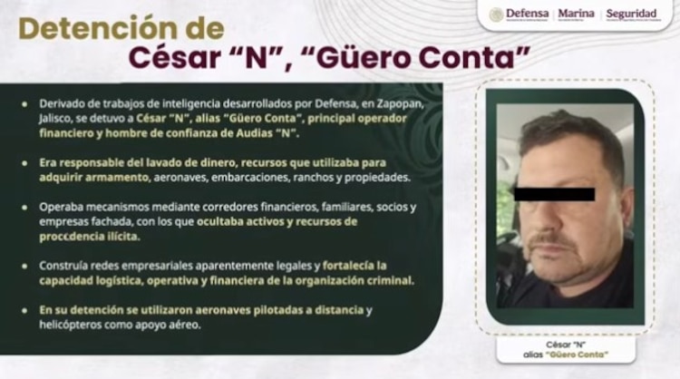 Así fue la detención de "El Güero Conta", según lo presentado en conferencia de prensa.