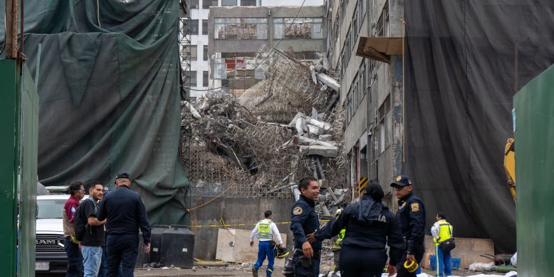 Colapso parcial de un edificio ubicado sobre la calzada San Antonio Abad, alcaldía Cuauhtémoc de la Ciudad de México, el 9 de marzo de 2026.
