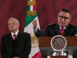 Horacio Duarte Olivares durante su participación en una de las conferencias matutinas del Presidente de México.