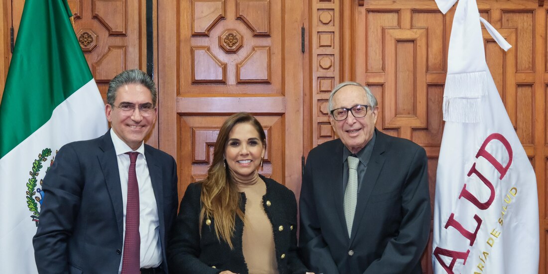 Mara Lezama y el secretario de Salud David Kershenobich en una reunión clave para fortalecer los servicios de salud en Quintana Roo.