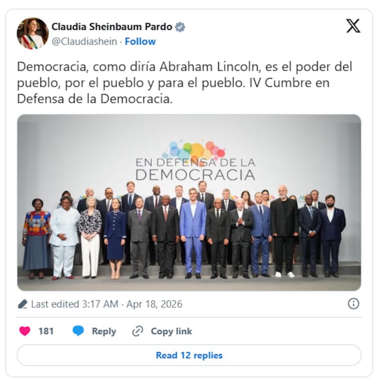 El mensaje de la Presidenta, Claudia Sheinbaum, en redes sociales