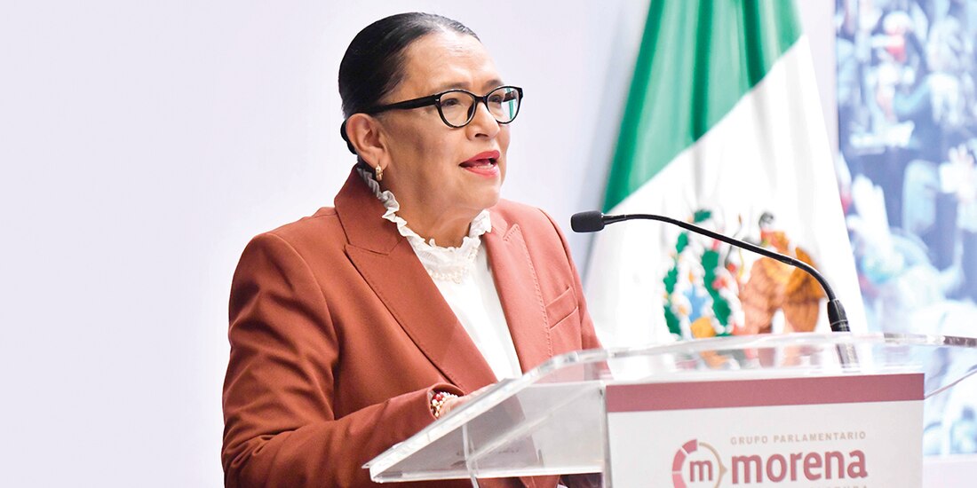 Rosa Icela Rodríguez, ayer, en la sesión plenaria de Morena.