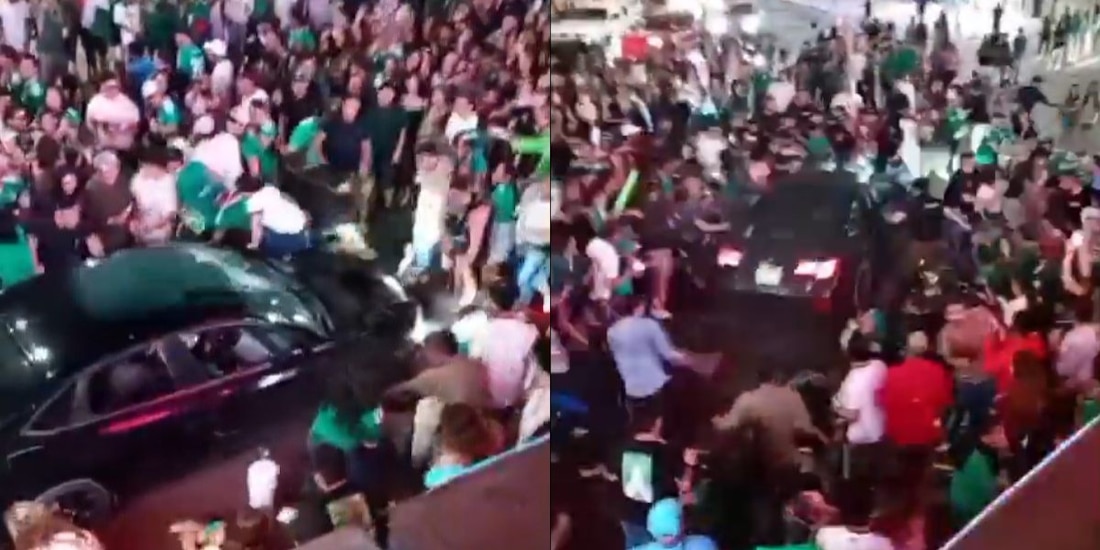 Atropellamiento masivo durante festejos del triunfo de México en Los Cabos, Baja California Sur.