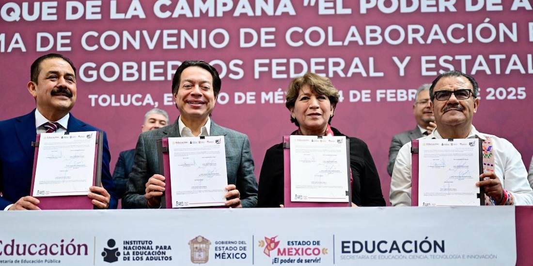 Gobierno del Edomex y SEP firman convenio de colaboración en materia de alfabetización.