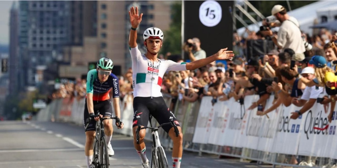 Isaac del Toro tras ganar el GP de Montreal.