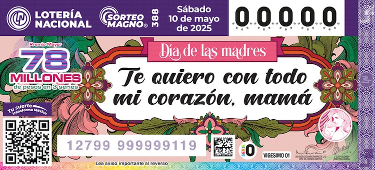 El Sorteo Magno 388 de la Lotería Nacional se realiza este 10 de mayo de 2025 por el Día de las Madres.