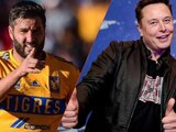 El futbolista André-Pierre Gignac (izq.) y el dueño de Tesla, Elon Musk (der.).