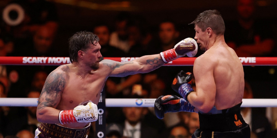Oleksandr Usyk derrotó con un nocaut técnico de último segundo a Rico Verhoeven.