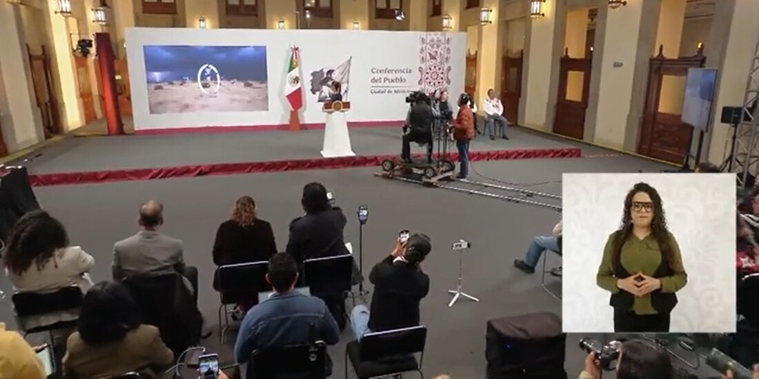 Presentación del clip en la Mañanera del Pueblo.