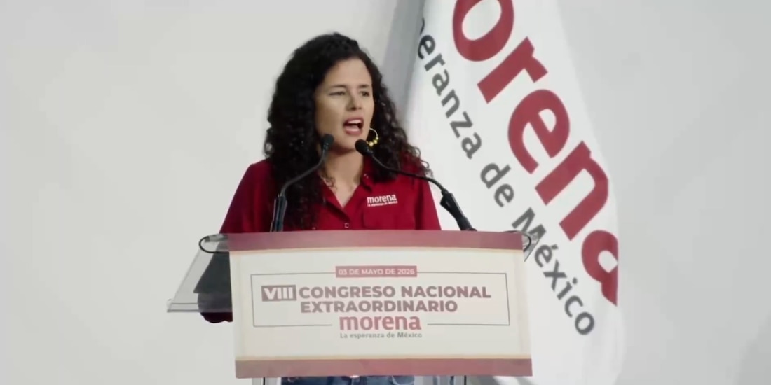 Luisa María Alcalde, dirigente nacional saliente de Morena, en el VIII Congreso Nacional Extraordinario.