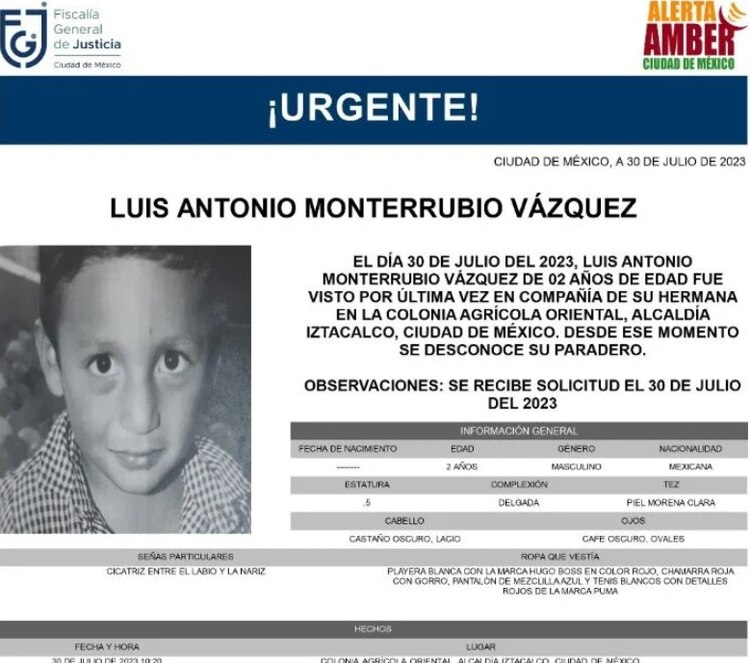 Alerta Amber de Luis Antonio.