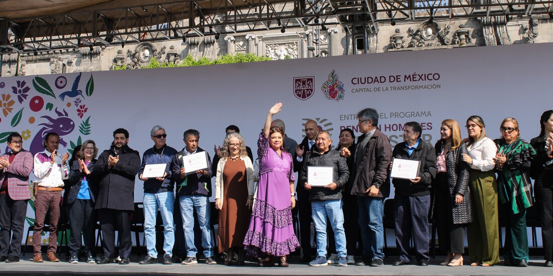 La Jefa de Gobierno, este jueves 23 de enero, estuvo en el Zócalo capitalino.