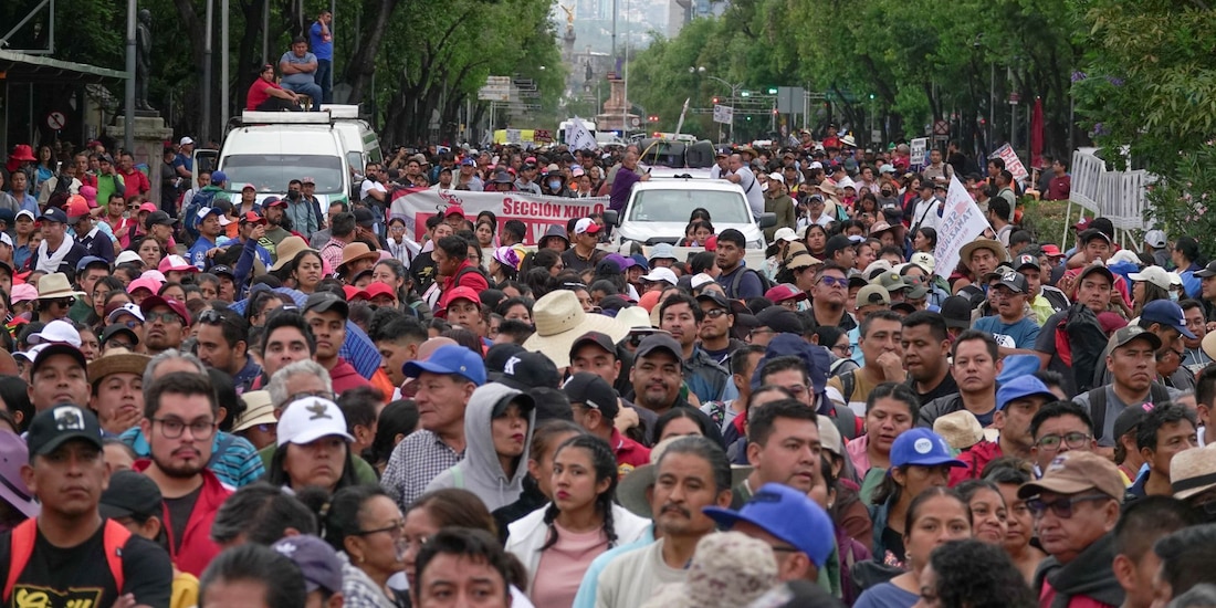 Aspecto de un mitin de la CNTE en la Ciudad de México.