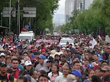 Aspecto de un mitin de la CNTE en la Ciudad de México.