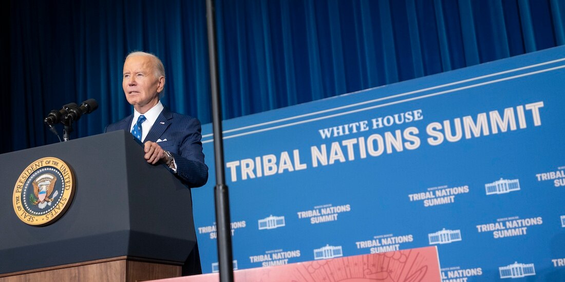 El demócrata Joe Biden ayer en un discurso en Washington.