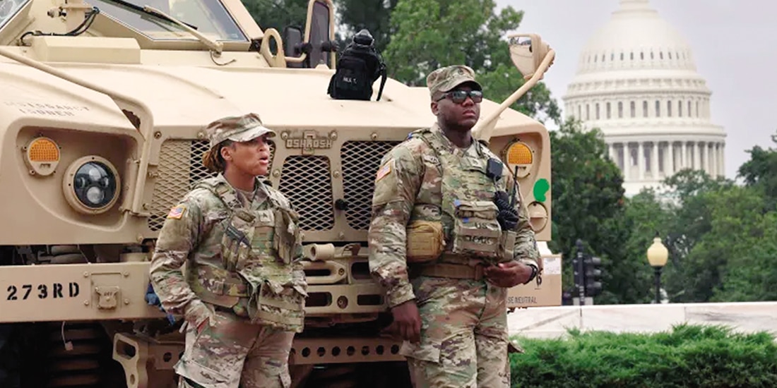 Miembros de la Guardia Nacional de EU se despliegan en Washington, el pasado 19 de agosto.