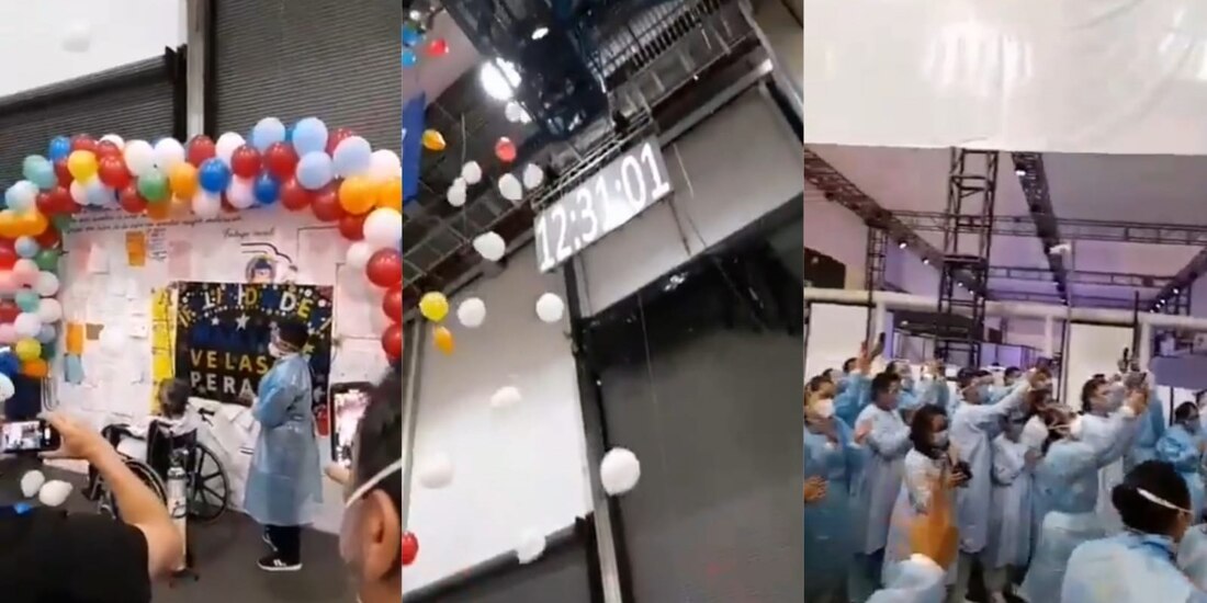 Personal médico de Unidad Citibanamex despide con aplausos al último paciente COVID-19.