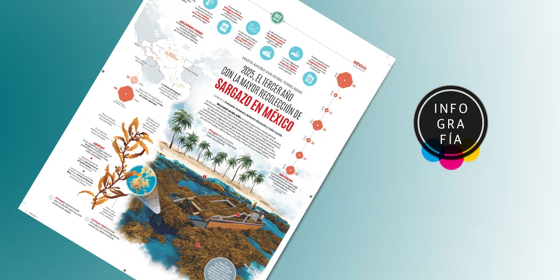 2025, el tercer año con la mayor recolección de sargazo en México