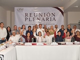 Reunión plenaria de militantes de Morena.