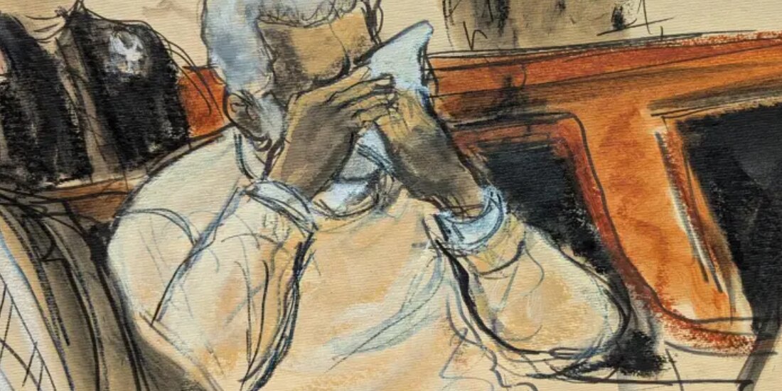 Sean Diddy Combs, cantante, en sketch judicial del viernes.