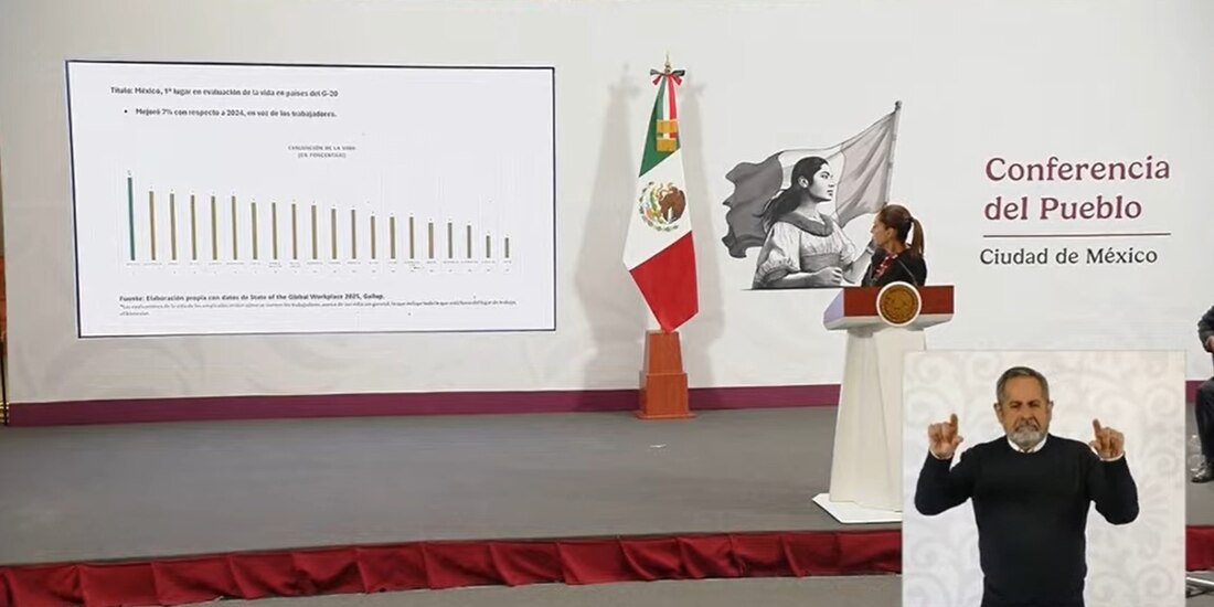 La Presidenta Claudia Sheinbaum en la Mañanera del Pueblo.