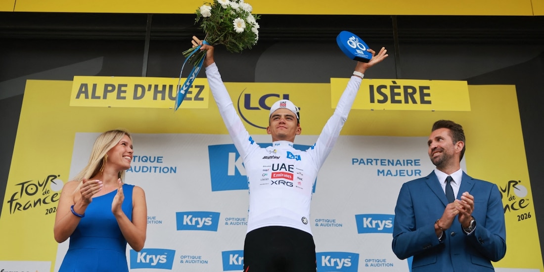 Isaac del Toro llega como el tercer lugar a la última etapa del Tour de Francia 2026.