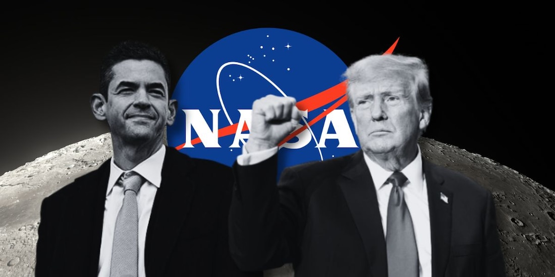 Jared Isaacman (izq.), titular de la NASA, anunció ambicioso plan para instalar base en la Luna.